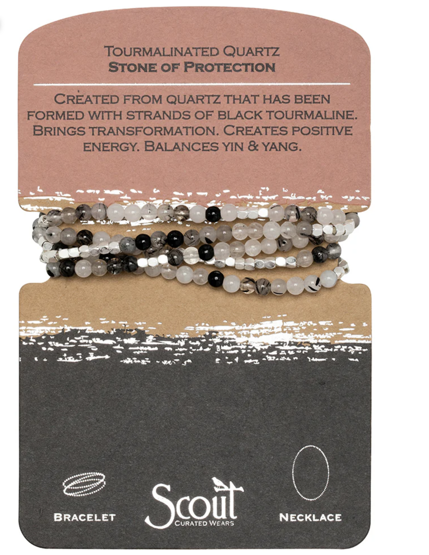 Stone Wrap Bracelet/Necklace (Tourmalinated Quartz/Silver)