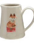 Stoneware Creamer Embossed/Holiday Animals