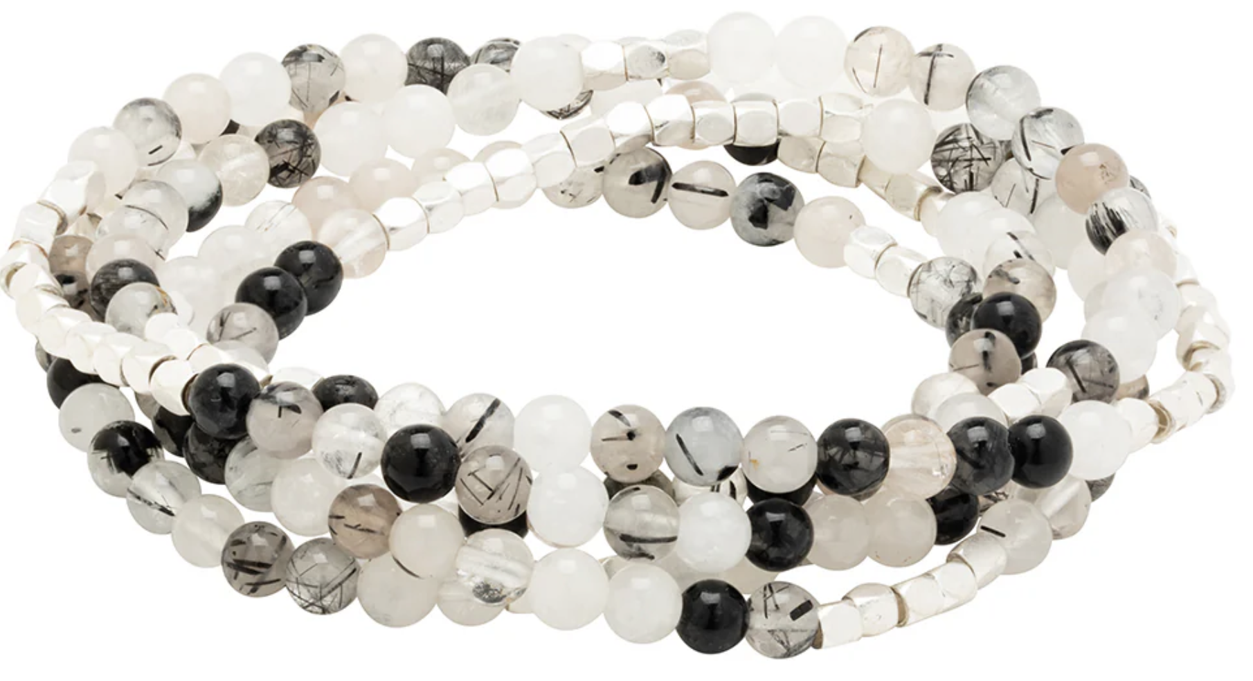 Stone Wrap Bracelet/Necklace (Tourmalinated Quartz/Silver)