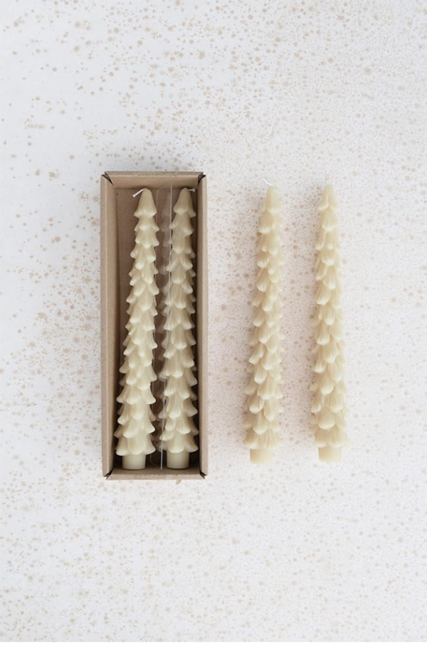 10&quot; Tree Shaped Taper Candles, Set of 2
