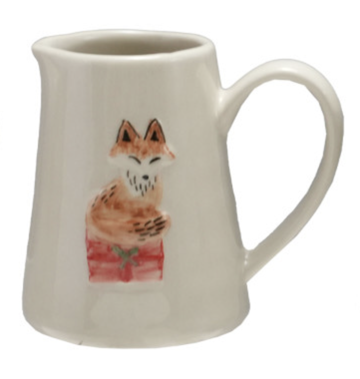 Stoneware Creamer Embossed/Holiday Animals