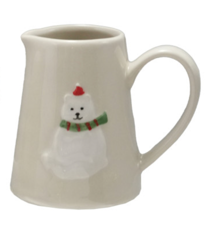 Stoneware Creamer Embossed/Holiday Animals