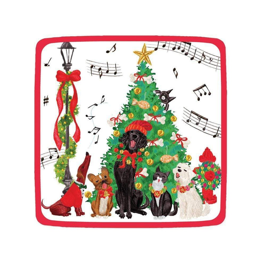 Caroling Pets Square Salad/Dessert Plate