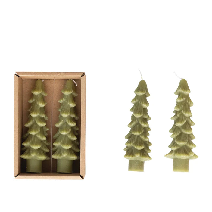 5" Tree Shaped Taper Candles, Set of 2