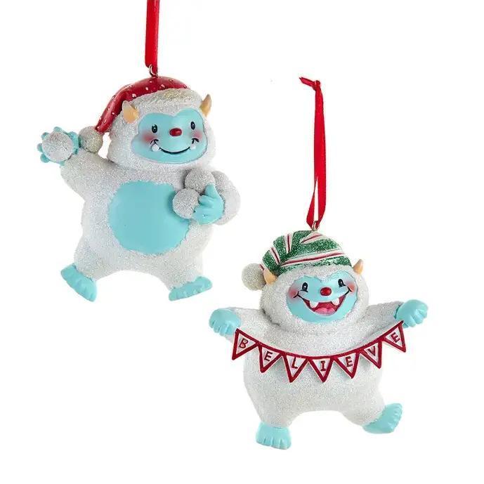 Yeti w/Banner/Snowball Ornament
