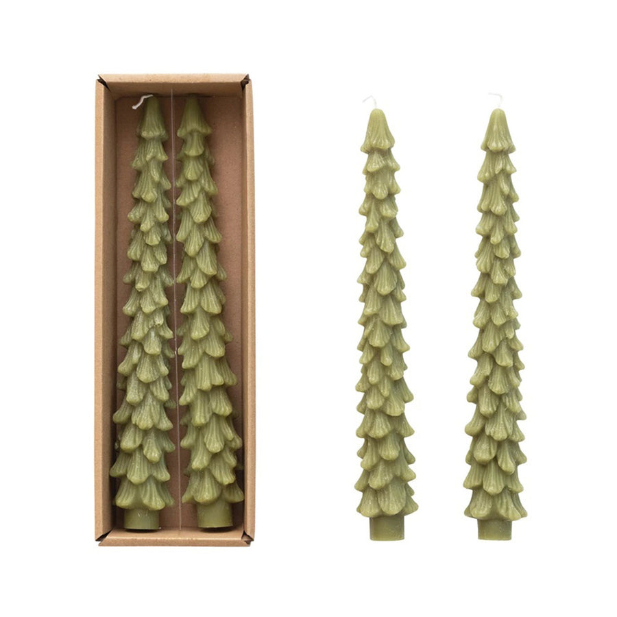 10" Tree Shaped Taper Candles, Set of 2