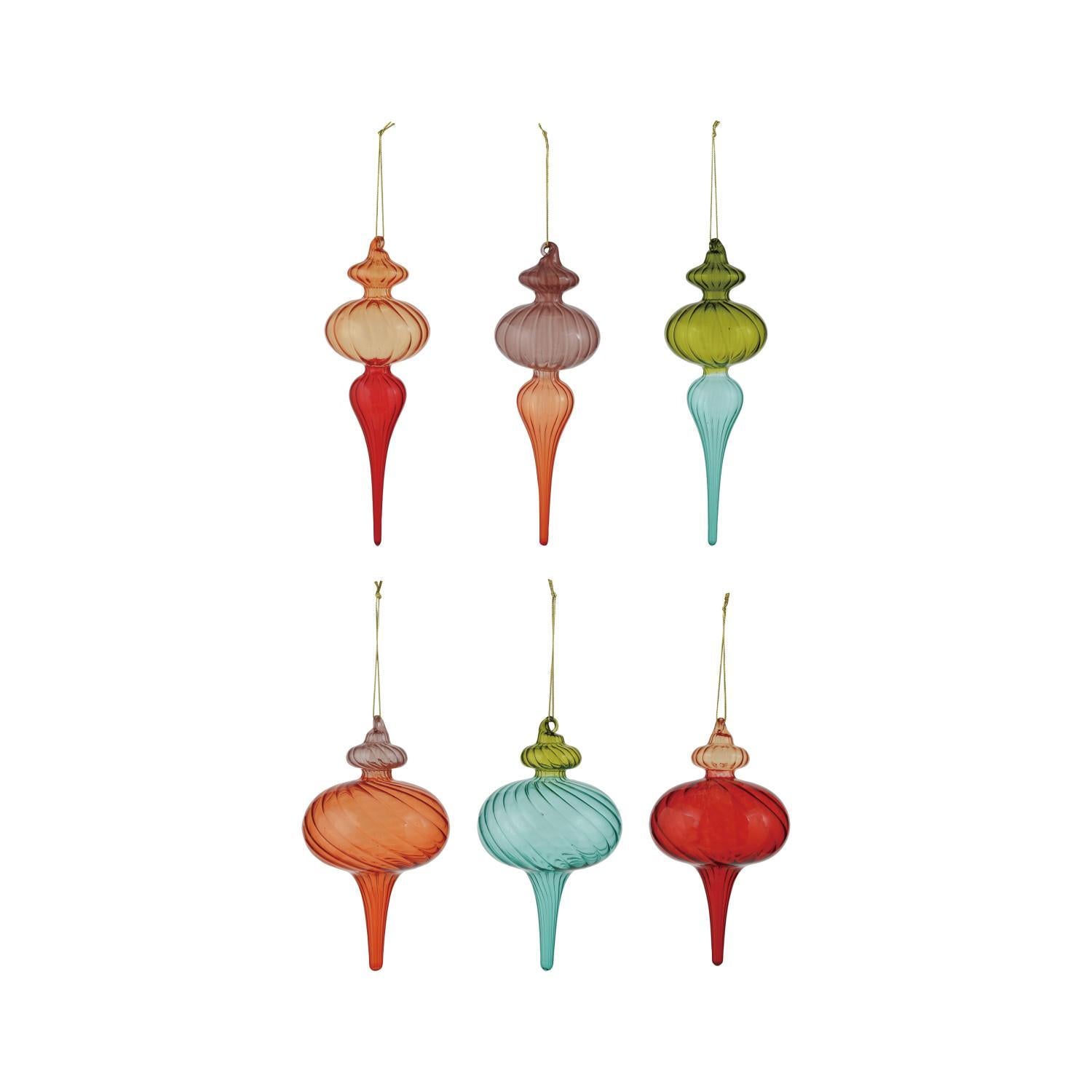 Glass Finial Ornaments/Asst