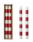 10" Taper Candles w/ Stripes, Set of 2