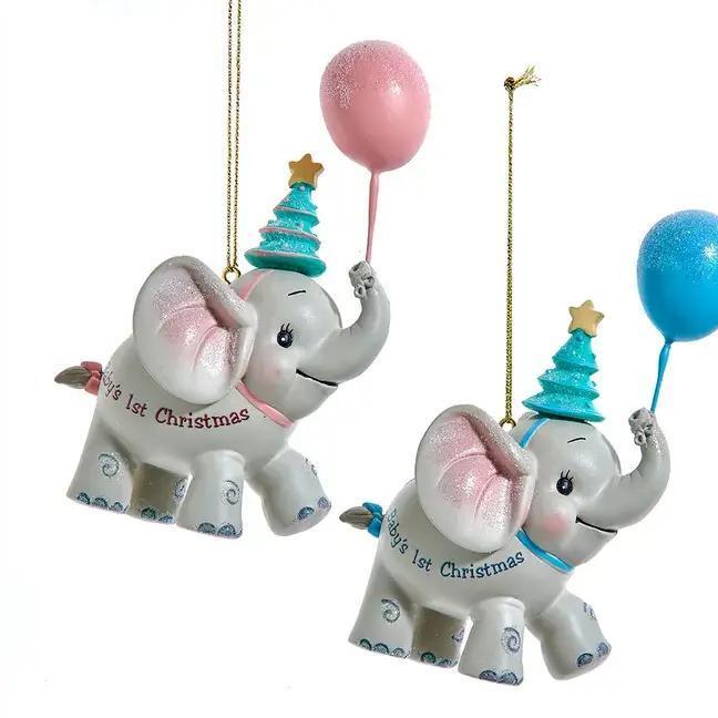 Elephant w/Balloon Ornament