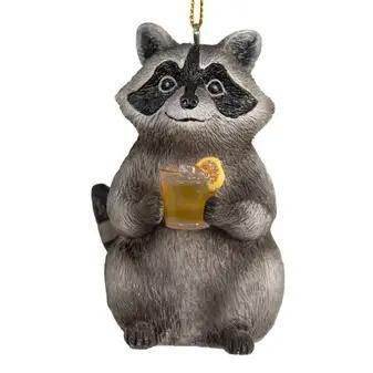 Raccoon w/Cocktail Ornament
