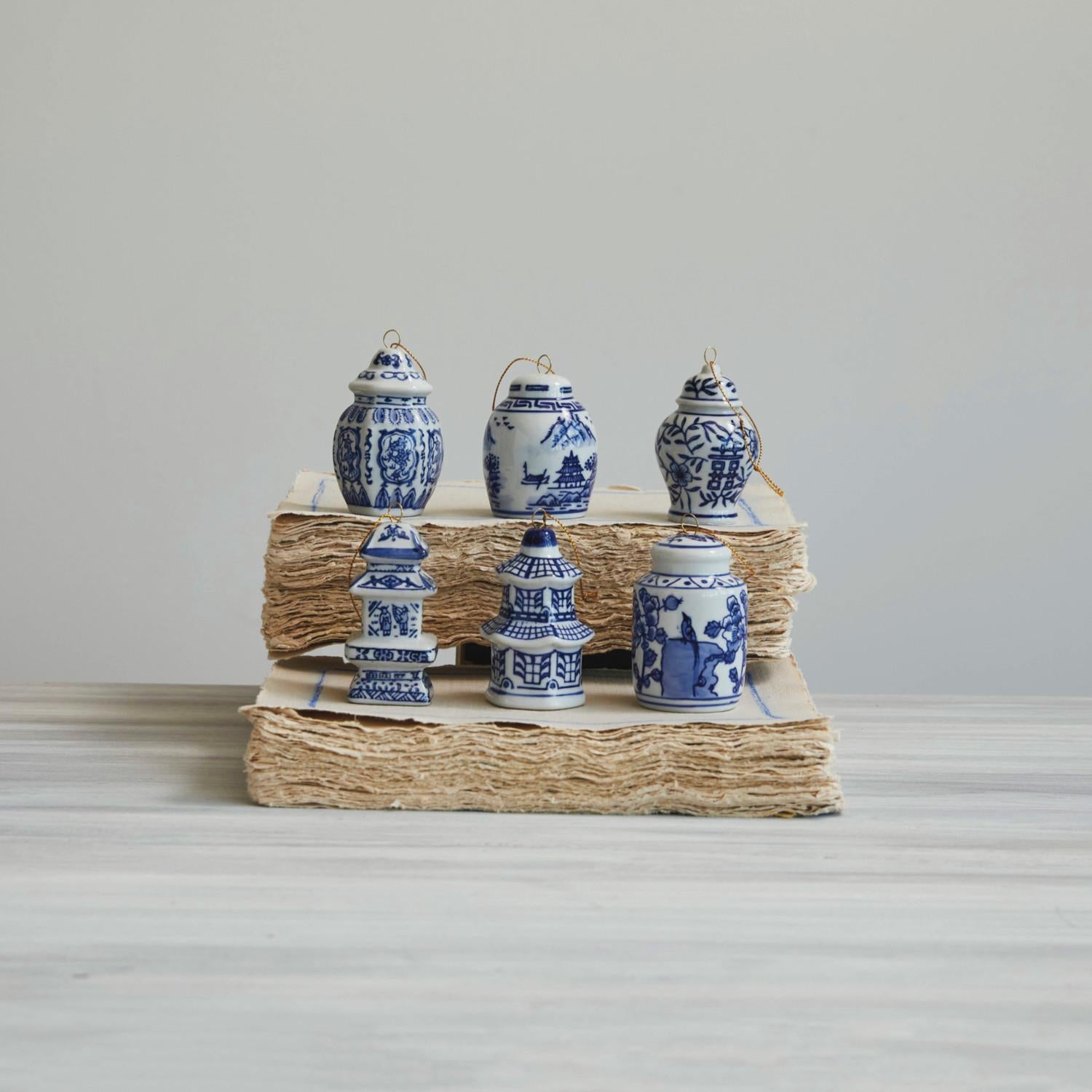 Stoneware Ginger Jars Ornaments-Asst.