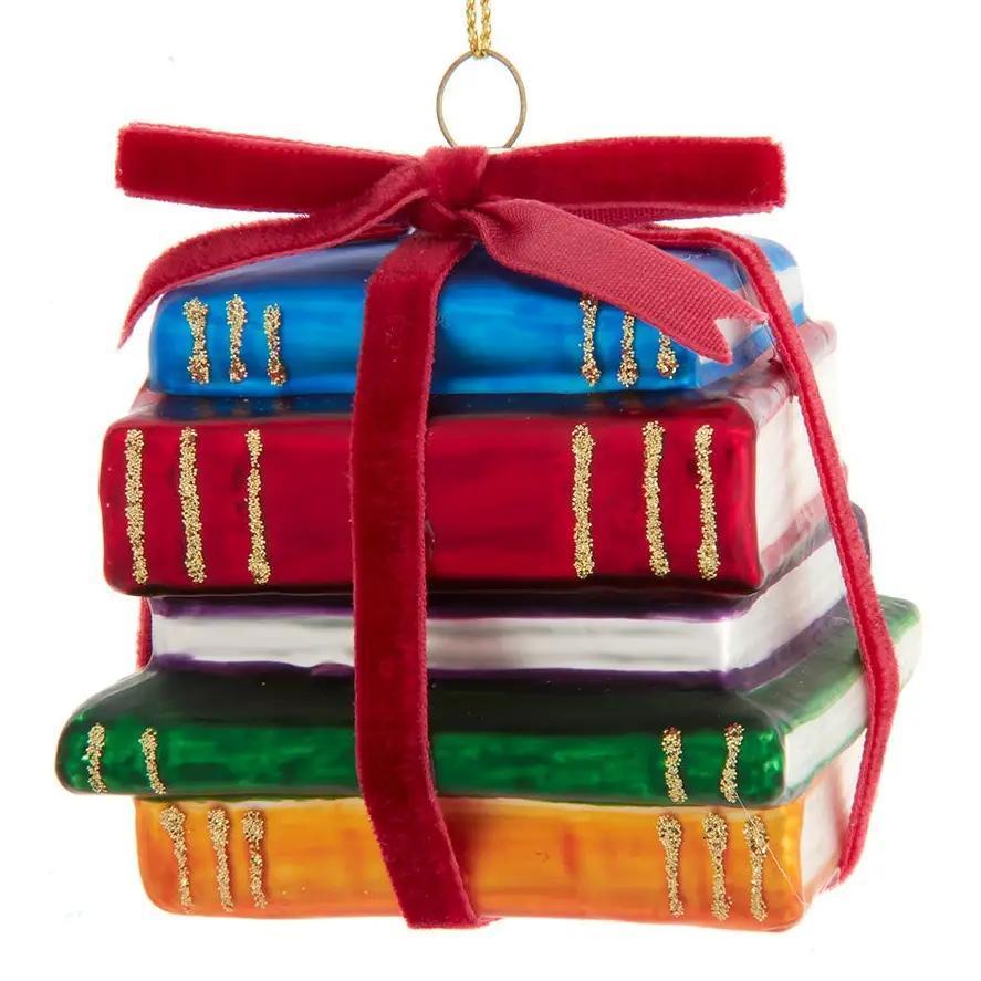 Glass Book Stack Ornament