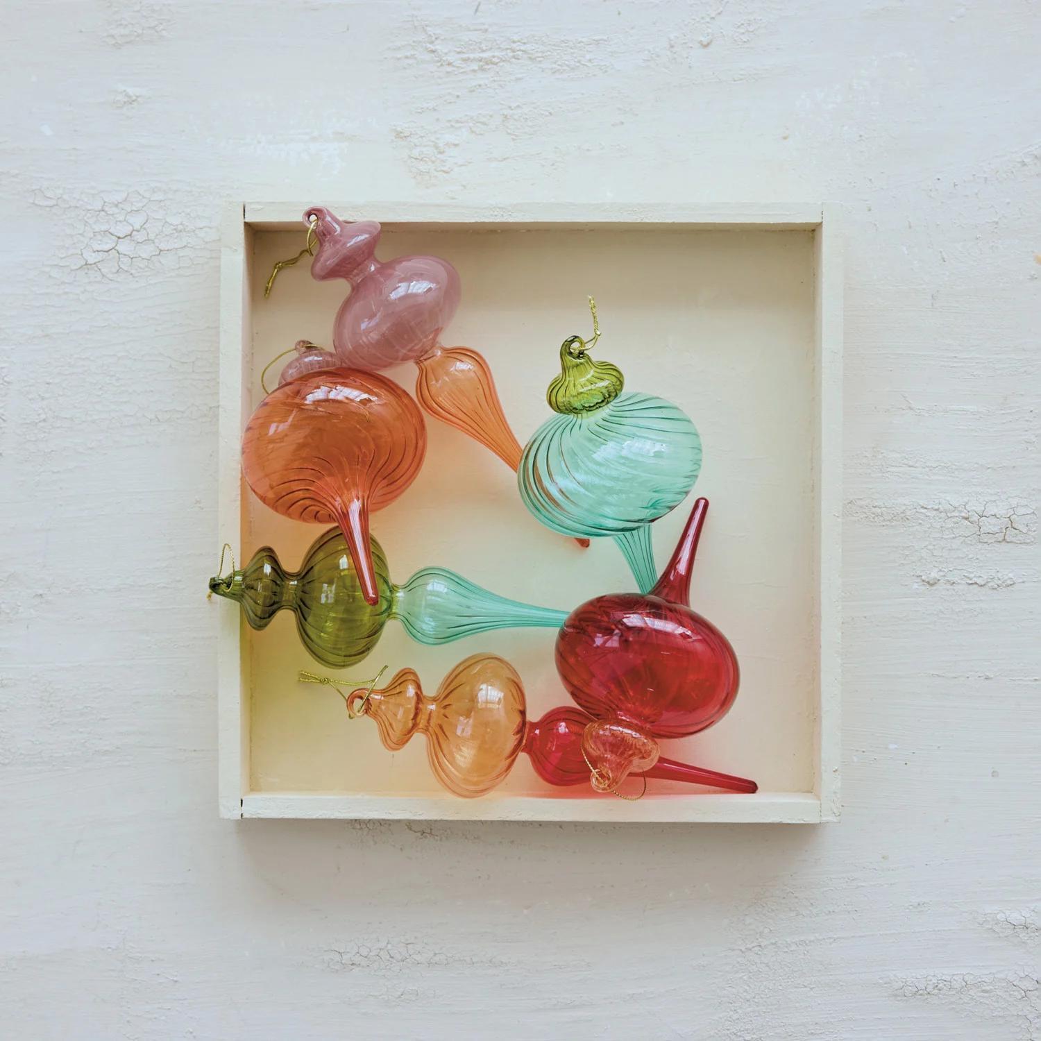 Glass Finial Ornaments/Asst