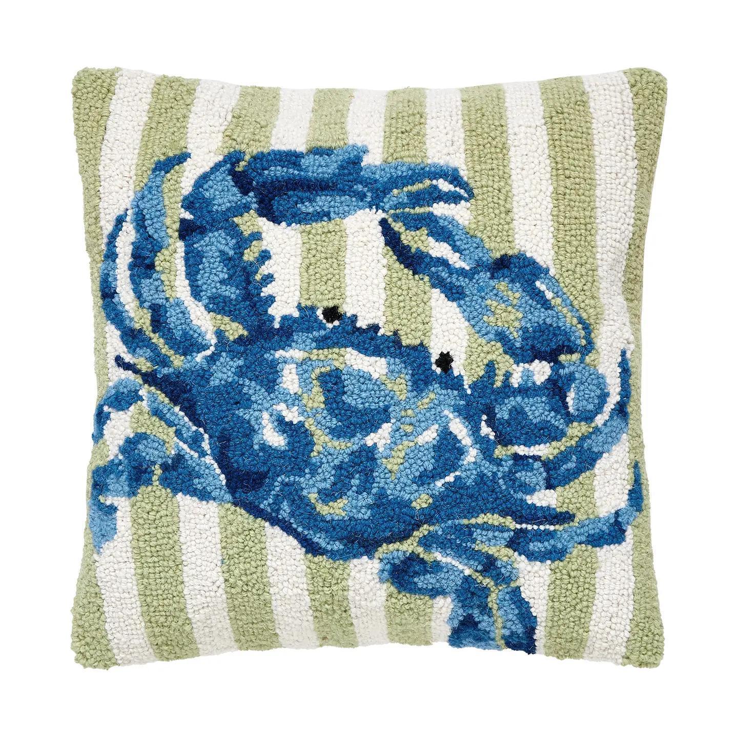 Blue Crab Hooked Pillow