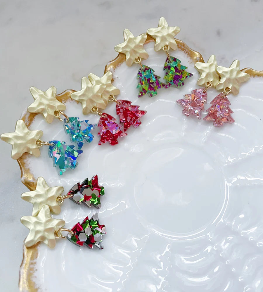 Christmas Tree red/pink Earrings