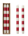 10" Taper Candles w/ Stripes, Set of 2
