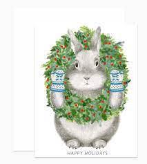 Bunny with Wreath Xmas Cards