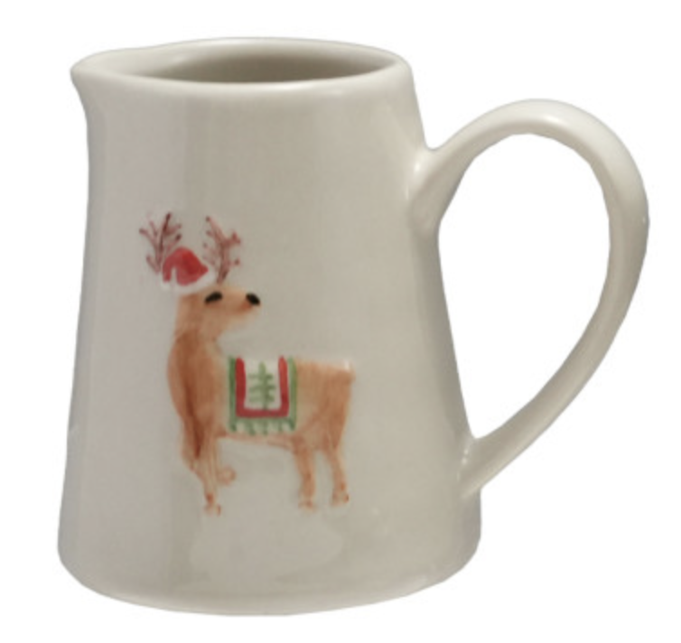 Stoneware Creamer Embossed/Holiday Animals