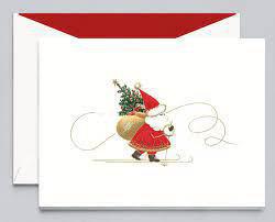 Skiing Santa Hand Engraved Cards KN90097V