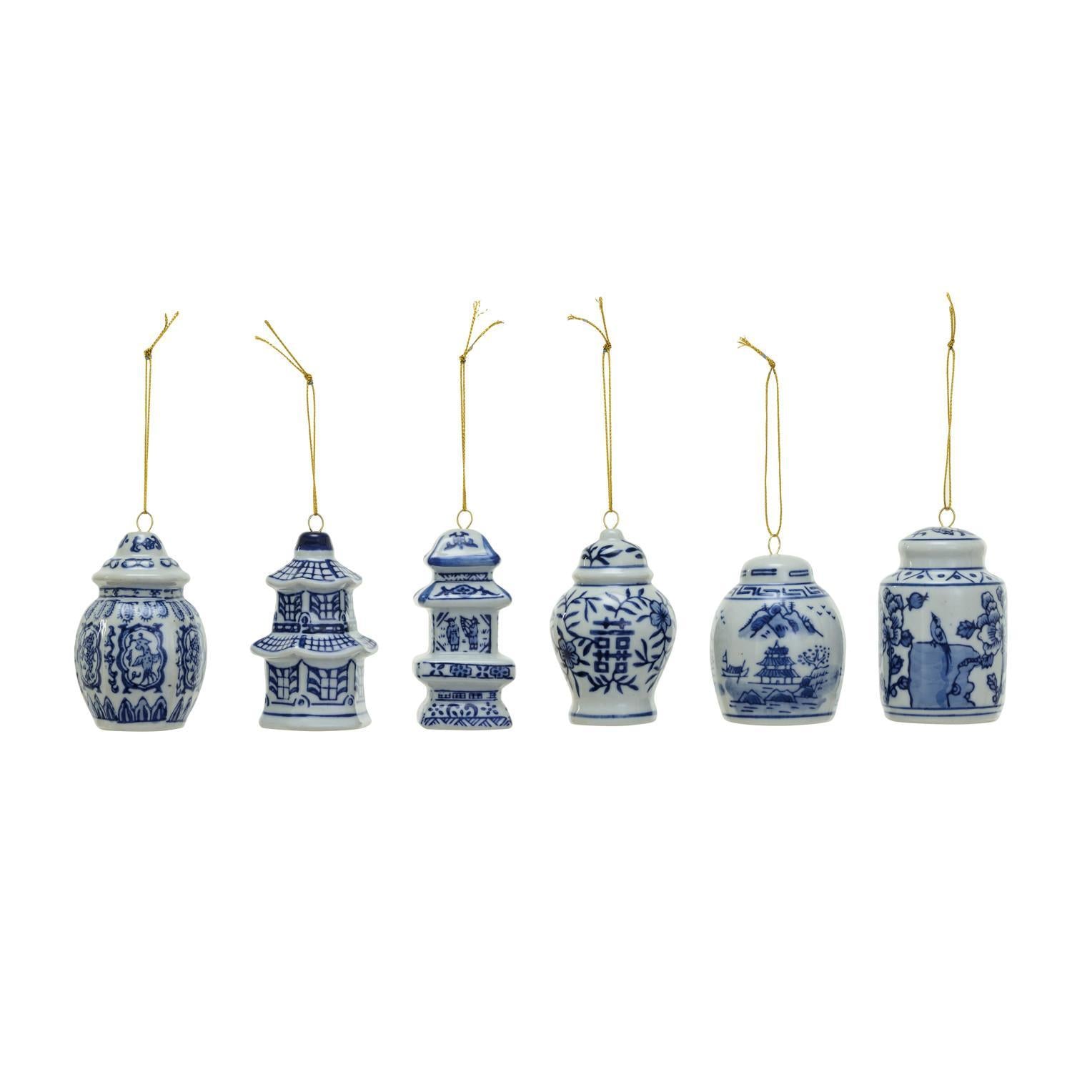 Stoneware Ginger Jars Ornaments-Asst.