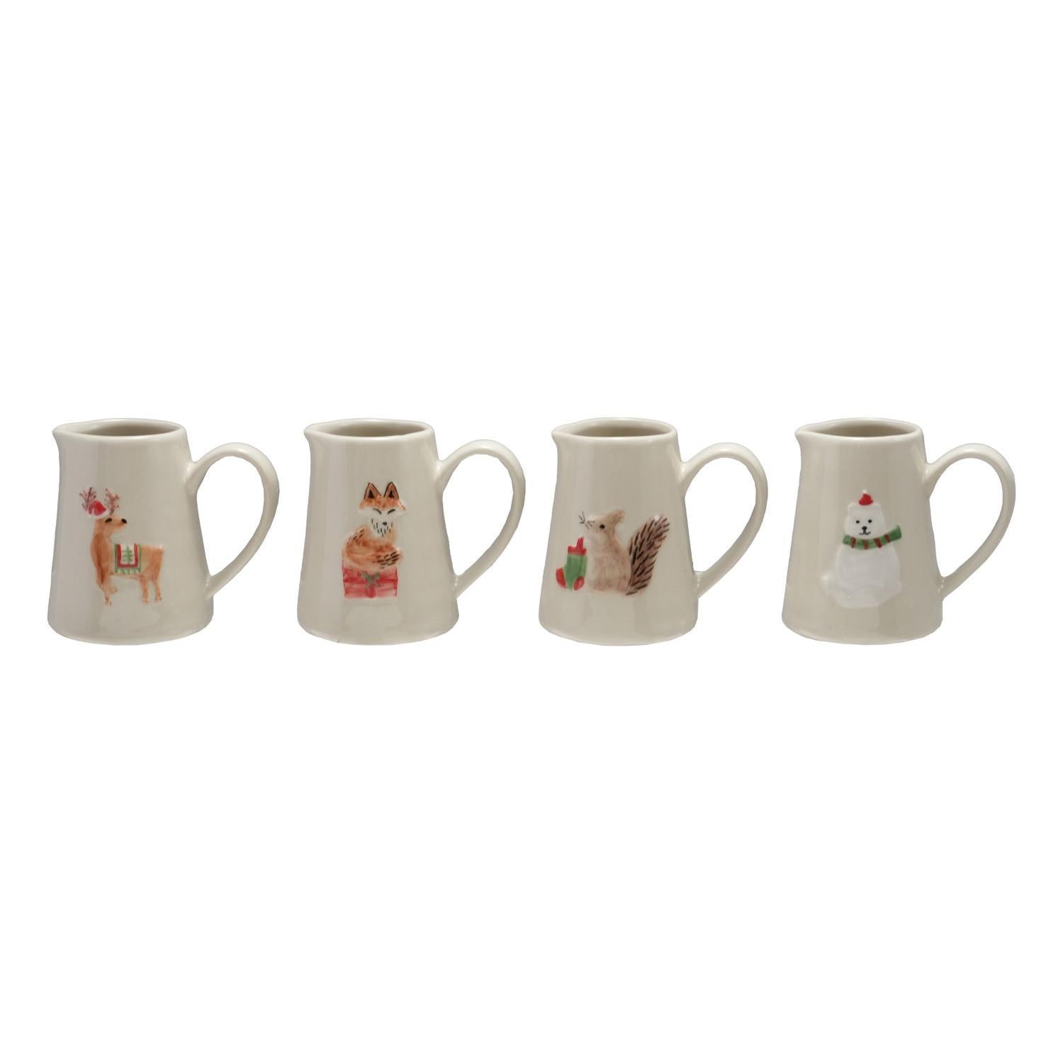 Stoneware Creamer Embossed/Holiday Animals