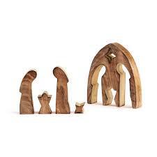 Silhouette Wood Nested Triptych Nativity