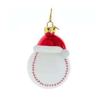 Baseball w/Santa Hat Ornament