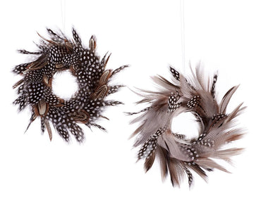 Feather Wreath Ornament, Assorted