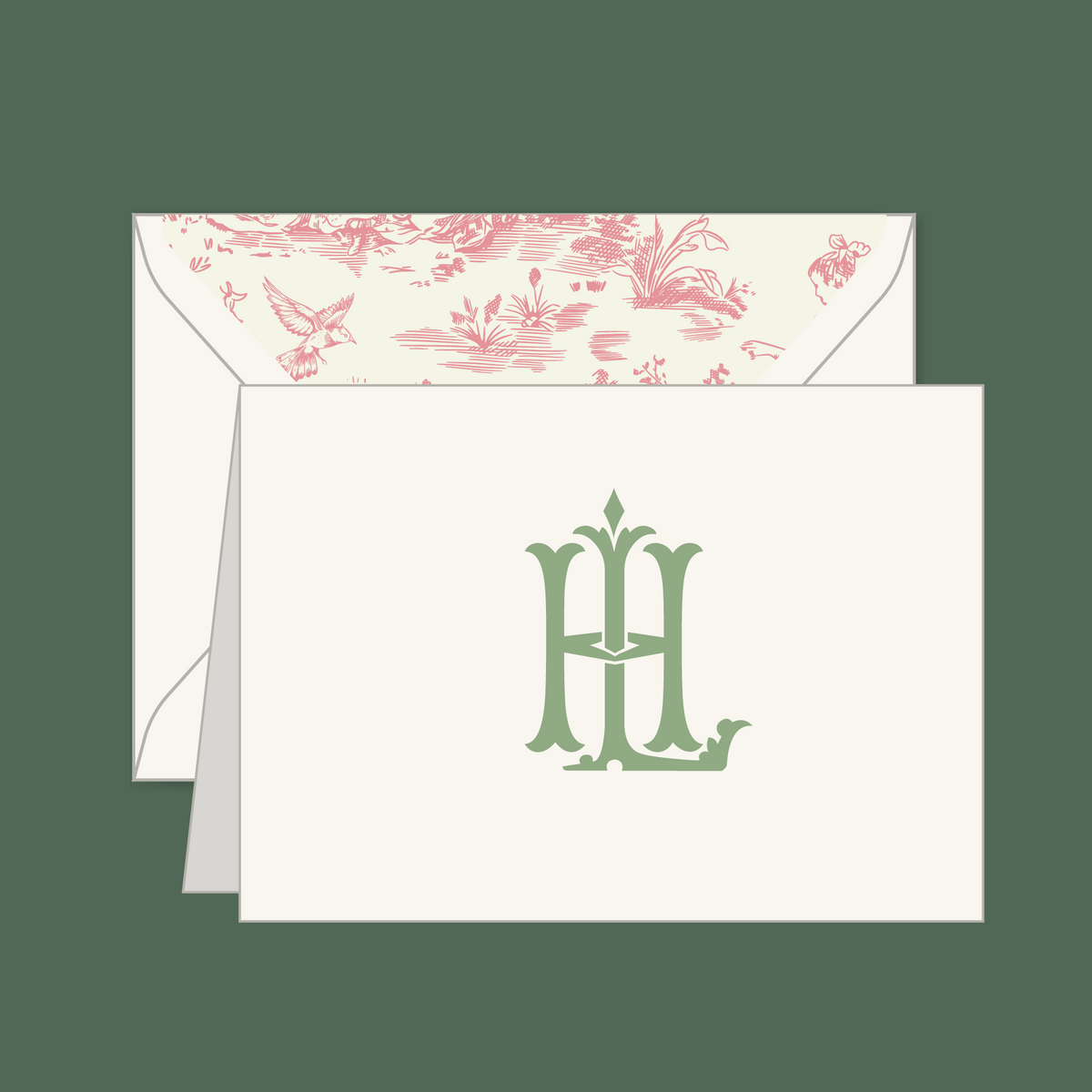 A2 Folded Notecard Monogram Customizable Set