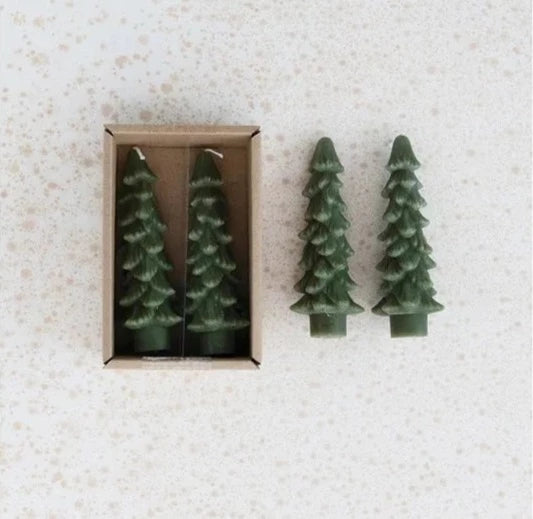 5" Tree Shaped Taper Candles, Set of 2