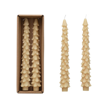 10" Tree Shaped Taper Candles, Set of 2