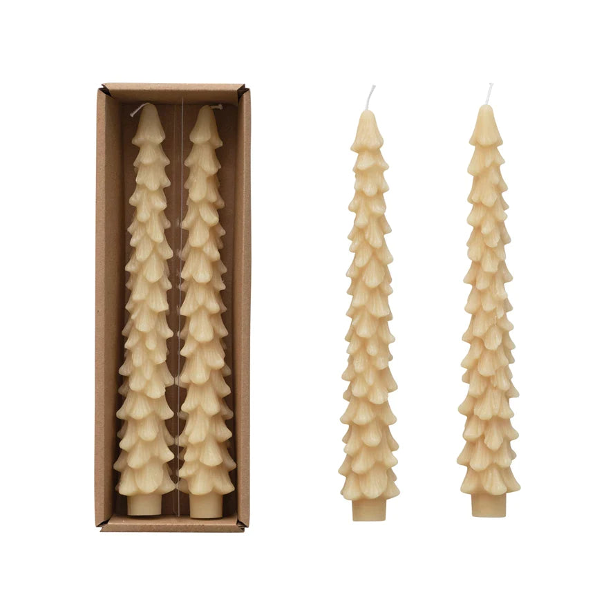 10" Tree Shaped Taper Candles, Set of 2
