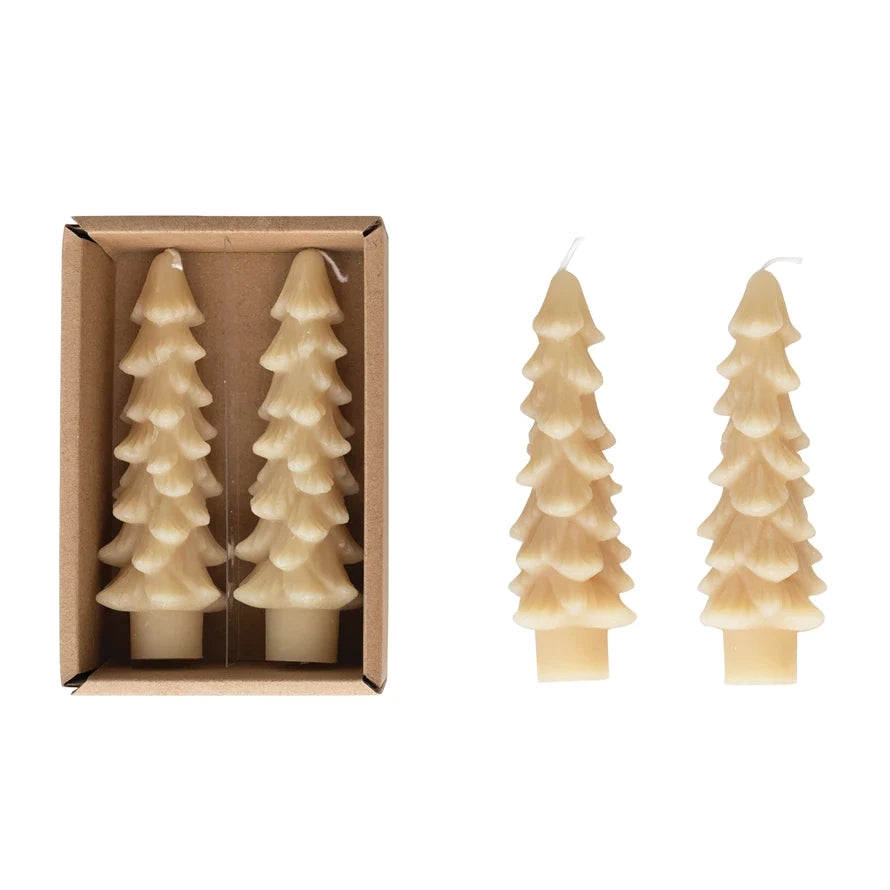 5" Tree Shaped Taper Candles, Set of 2