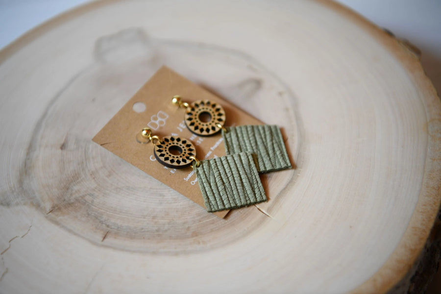 Mandala Leather Earrings