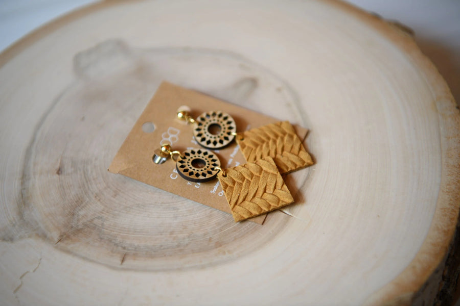 Mandala Leather Earrings