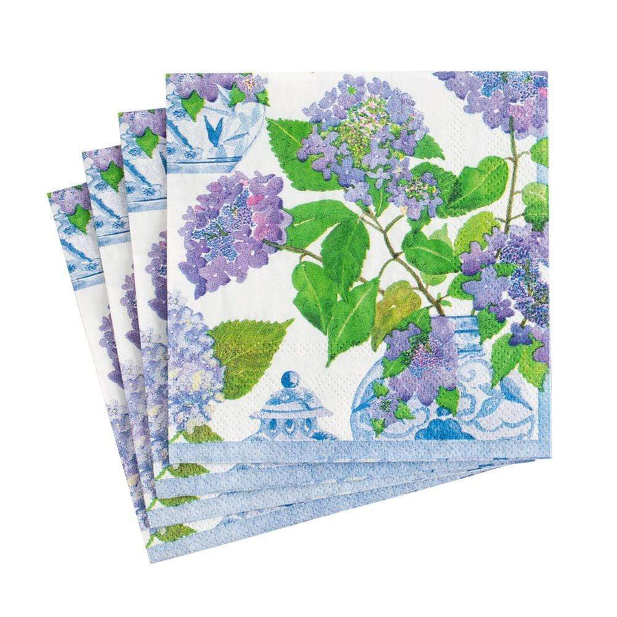 Hydrangeas and Porcelain Cocktail Napkin