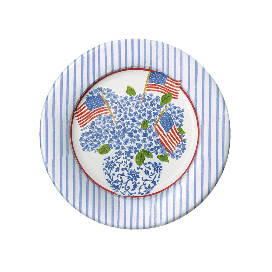 Flags and Hydrangeas Salad/Dessert Plate
