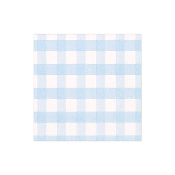 Light Blue Gingham Cocktail Napkin