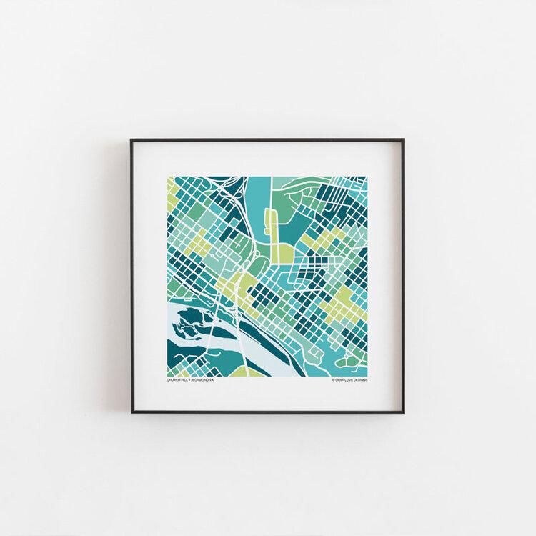 Richmond Map Print 12"x12"