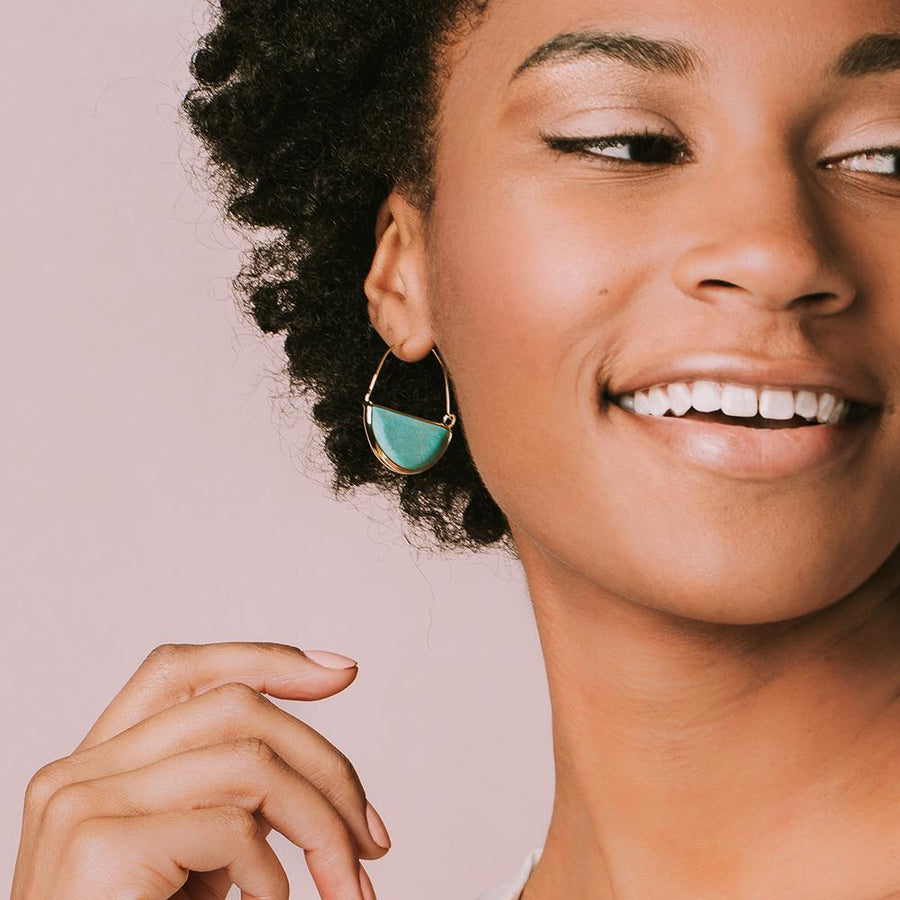 Stone Prism Hoop - Turquoise