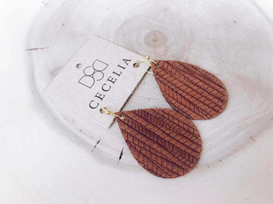 Small Teardrop Leather Earrings