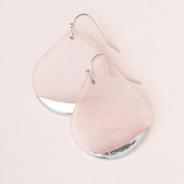 Stone Dipped Teardrop Earring - Rose Quartz