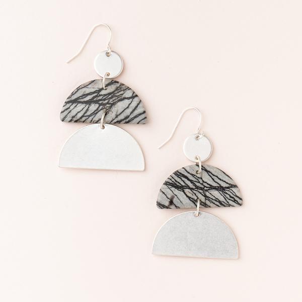 Stone Half-Moon Earring