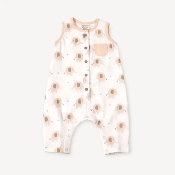 Elephant Henley Sleeveless Baby Romper