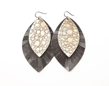 Leather Earrings Layered Large