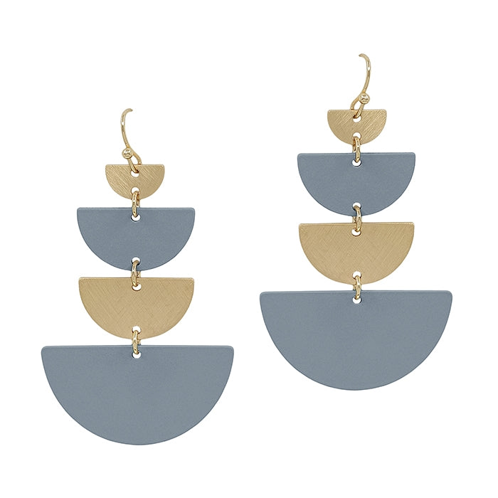 Half Moon Metal Rubber Coated 2" Drop Earring