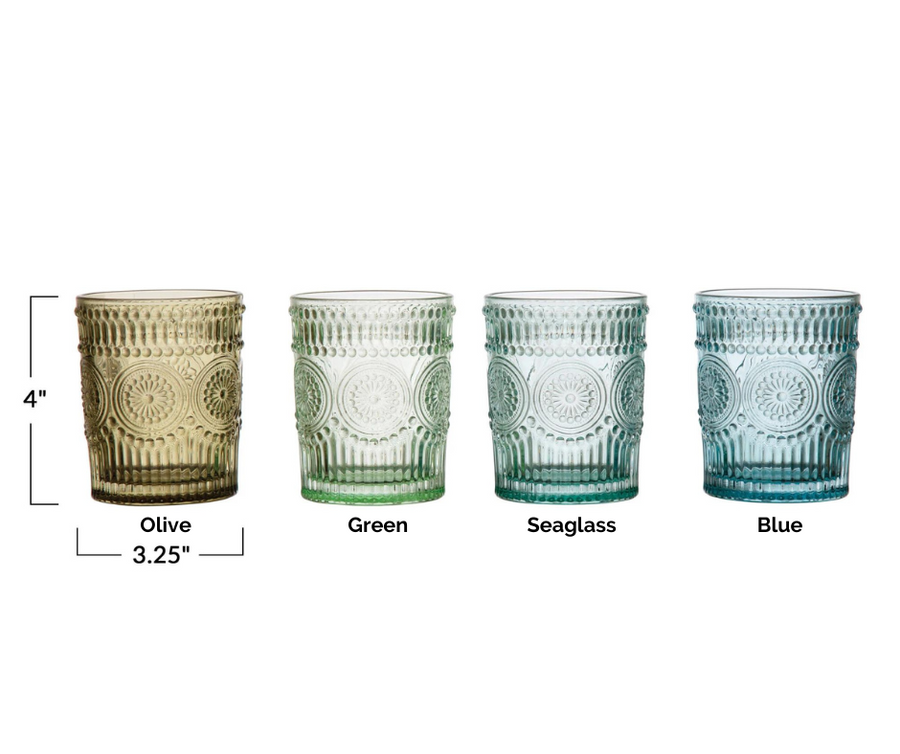 Embossed Drinking Glass - Set of 2