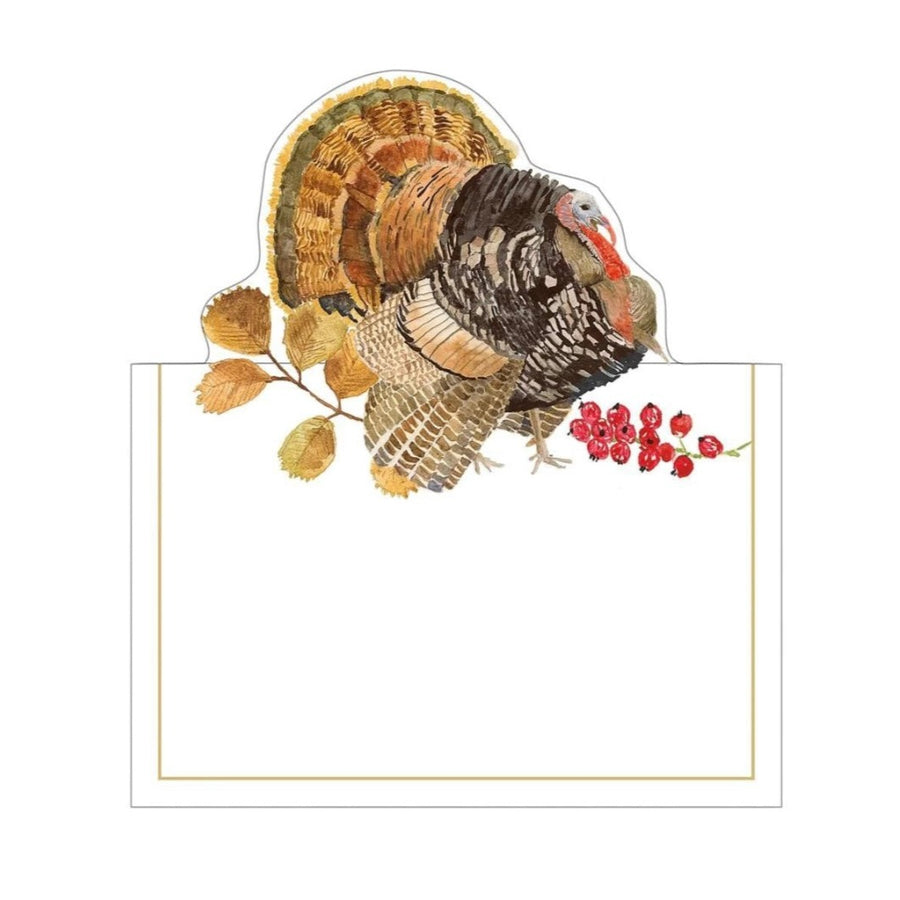 Woodland Turkey Foil Die-Cut Place Cards - 8 Per Package