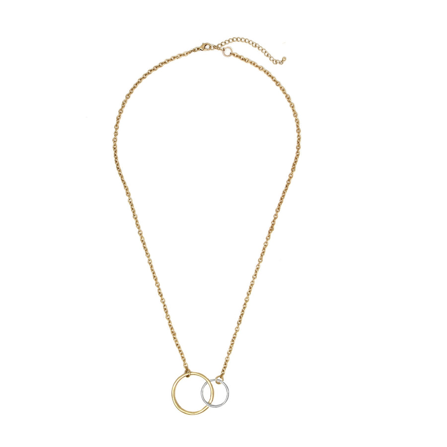 Two Tone Double Circle 16"-18" Necklace