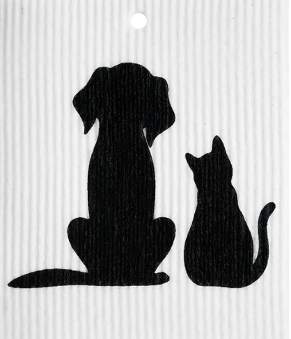 Dog & Cat Profile Swedish Dish Towel